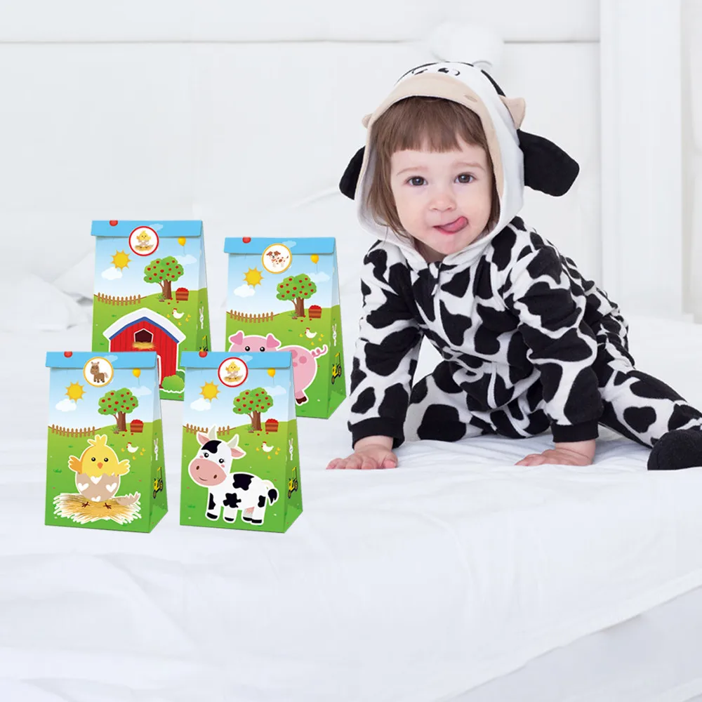 Baby Shower мультфильм Животные с днем рождения подарки яркие сумочки для вечеринки
