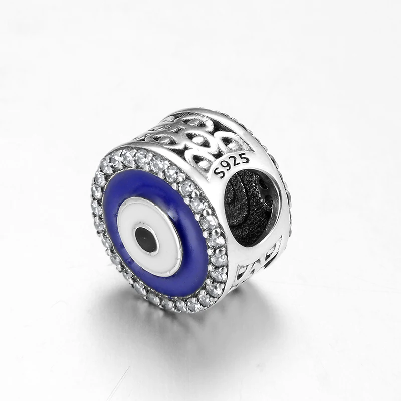 Горячая продажа 925 стерлингового серебра злой синий глаз круглые тонкие бусы