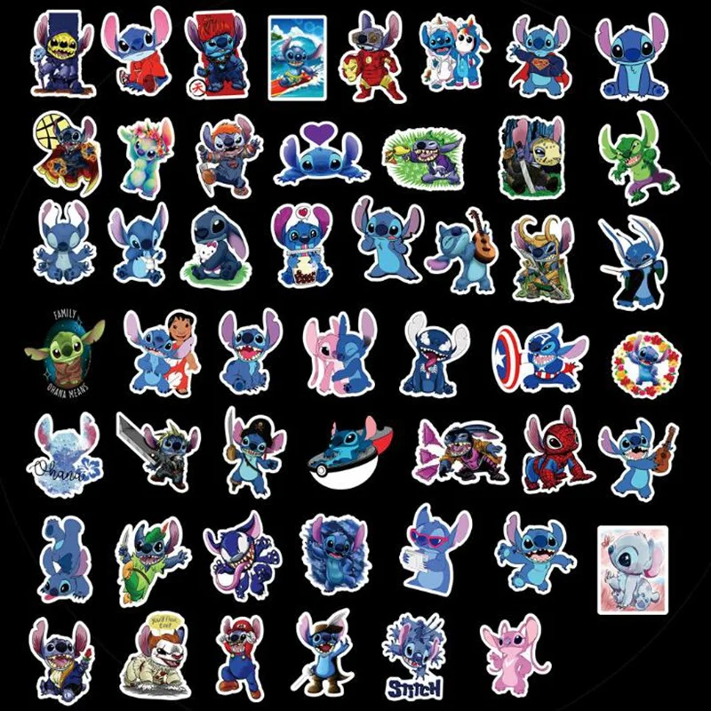 Pegatinas de dibujos animados de Stitch para Estuche De Viaje, pegatinas de Anime para equipaje de bicicleta, port&aacute;til, tel&eacute;fono, Notebook, nevera, 10/30/50 Uds.-4