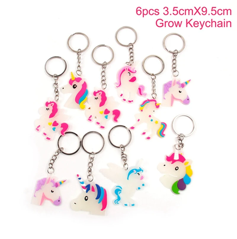 grow keychain 6pcs Huiran «Мой маленький пони»; подарки на день рождения; вечерние принадлежности с единорогом; декор для вечеринки в честь Дня рождения; декор для мальчиков и девочек; единороги - Цвет: grow keychain 6pcs