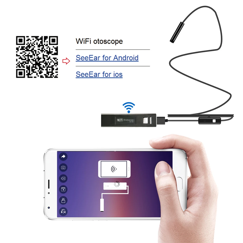 Wifi эндоскоп камера HD 1200P Мини водонепроницаемый мягкий кабель 2 0 мегапикселей