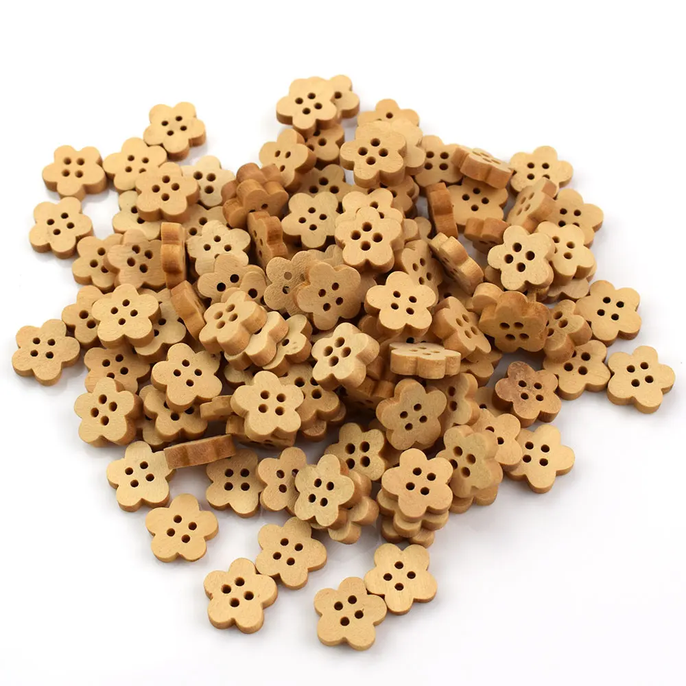 100 шт. Рождественская елка Мультяшные деревянные пуговицы Сердце Смешанные