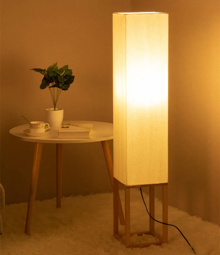 Современные деревянные напольные лампы для гостиной тканевые стоячие