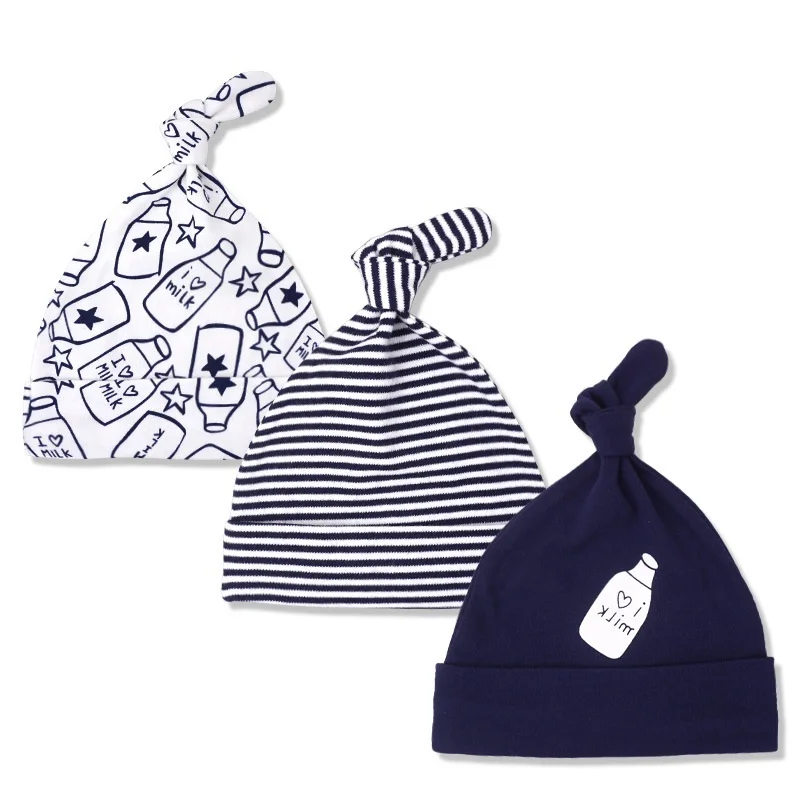3pcs Per Lot Baby Hats 100% Cotton Printed &amp Caps For 0-6 Months Newborn Accessories Dropshipping KF268 | Детская одежда и