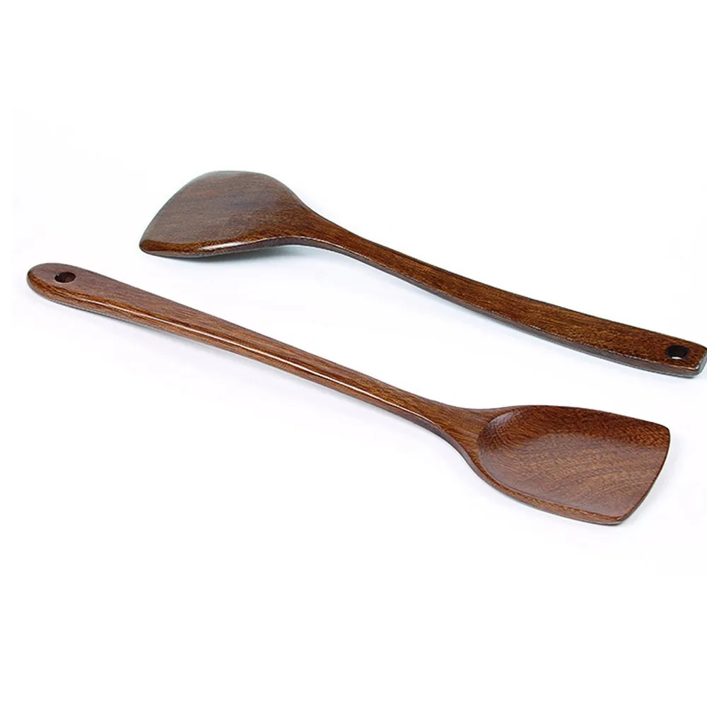 1 PC Wooden Rice Spoon Slotted Spatula Spoon Cutlery Suit Natural Wood Children's Healthy Dinnerware For Kitchen Supplies