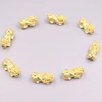 1pcs new solid pure 24kt 3d yellow gold pendant women men coin bowknot pixiu figure bead pendant 0 5 0 6g