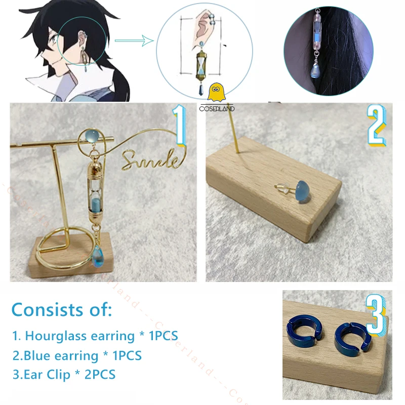 

The Case Study of Vanitas no Karte Vanitas Cosplay Hourglass Earrings Blue Jewelry Gifts Accessories Prop Coserland Dropshipping