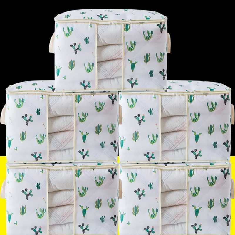cactus Новые 5 шт/упаковка, шт./компл. короб для хранения из нетканого полотна сумка большой Ёмкость высокая производительность Органайзер дома контейнер для Стёганое одеяло Костюмы - Цвет: cactus