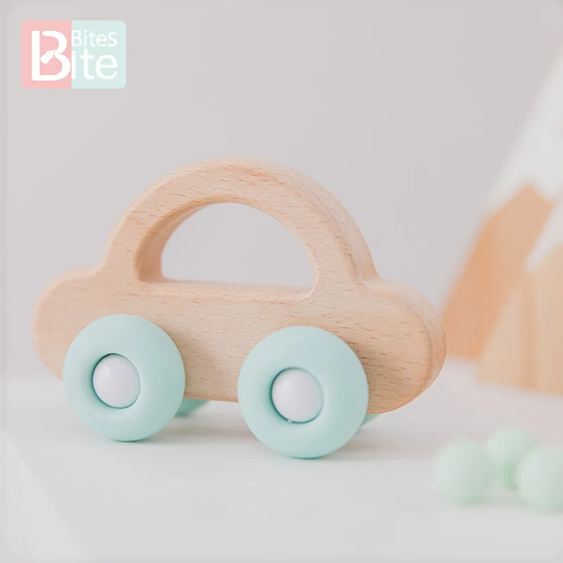 1pc Baby Wooden Teether Animal Car Beech Teething Crib Stroller Toy BPA Free Wood Elephant Accessories Children Good | Мать и ребенок