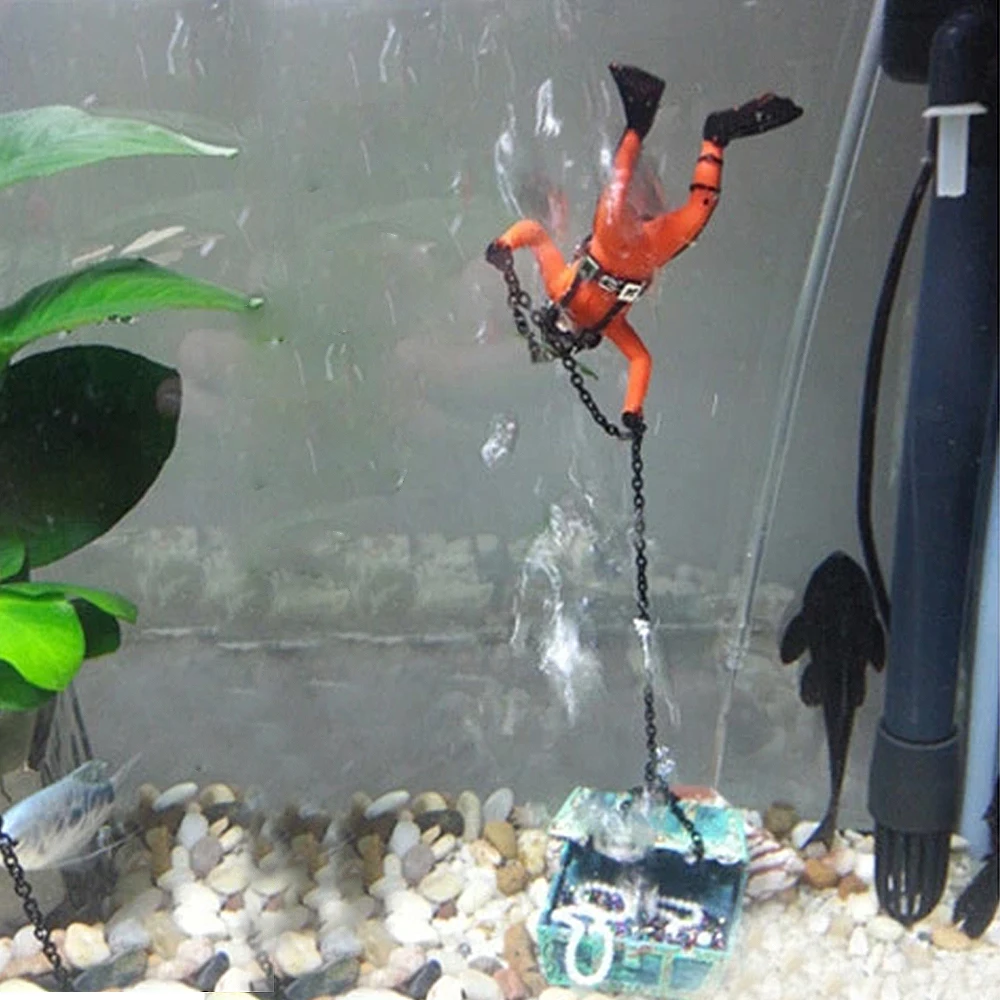 1 шт Новинка Уникальный дизайн Охотник за сокровищами Diver фигурку аквариум