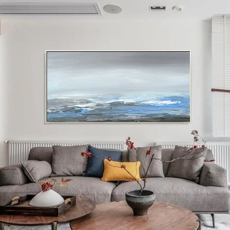

Seascape wave art abstract big painting on canvas blue sea painting acrylic painting textured painting ocean painting oversize