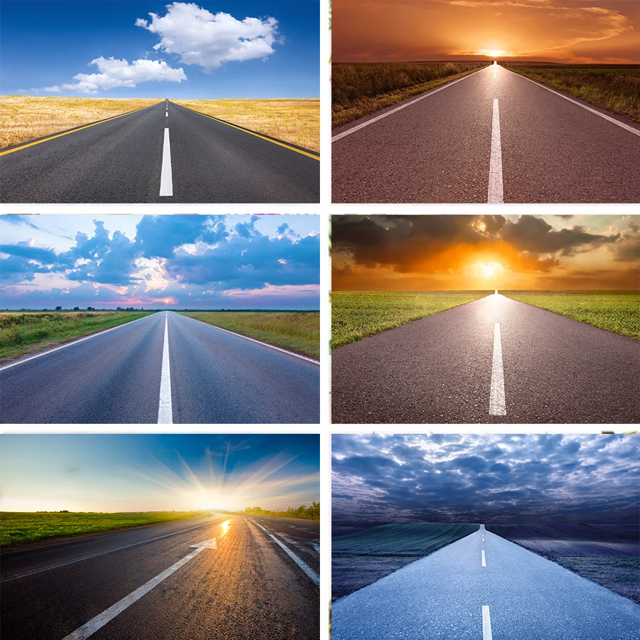 Nitree шоссе дорога закат светящийся Солнечный свет Луг Фотофон фон реквизит для