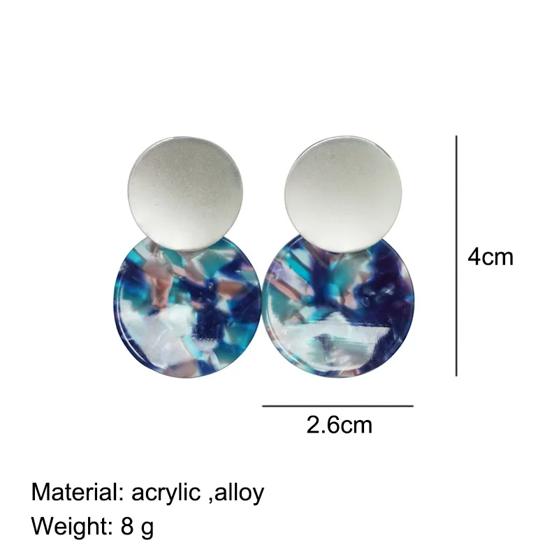 Женские леопардовые серьги Cpop круглые акриловые красного зеленого синего цвета с уксусной кислотой