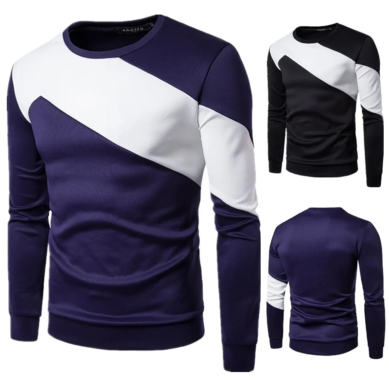 

ZOGAA Spring Autumn Korean Men T Shirt Vintage Style Patchwork 5 COLOR O-neck Long T Shirt Men Clothing 2019 Plus Size S-3XL