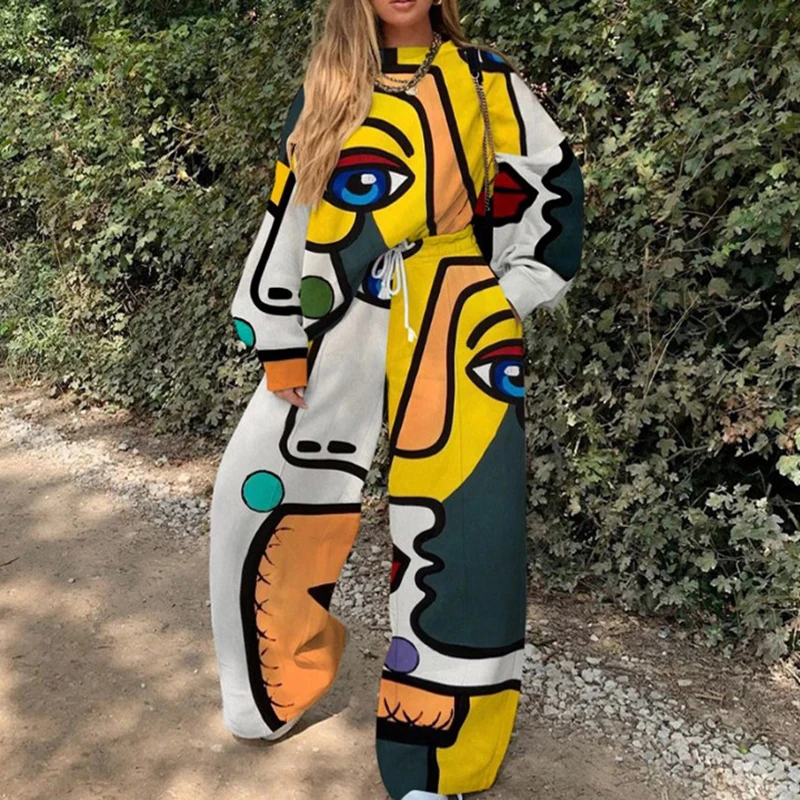 

SISPELL Hit Color Sets For Female O Neck Long Sleeve Top Lace Up Bowknot Trousers Womens Casual Set Streetwear Tide 2020