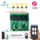 Коммутатор Zigbee + RF, 4 канала, для Яндекс, Алиса, Alexa, Google Assistant, MQTT, MICRO USB, DC, 4 модуля, работает с Ewelink
