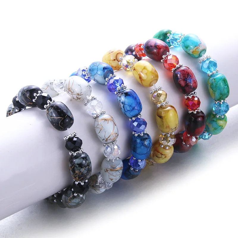 

Trendy Natural stone Crystal beads elastic bracelet beading bracelet men and women fashion jewelry beads create charm diy