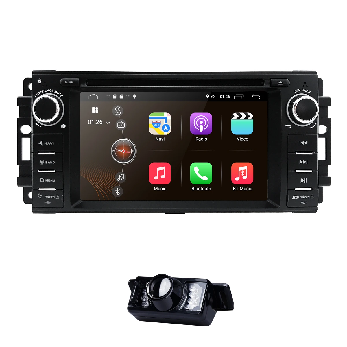 Camera2 Android9.0 стерео gps DVD плеер для Dodge Ram Challenger Jeep Wrangler JK головное устройство один Din сенсорный экран Indash Радио BT - Цвет: Camera2