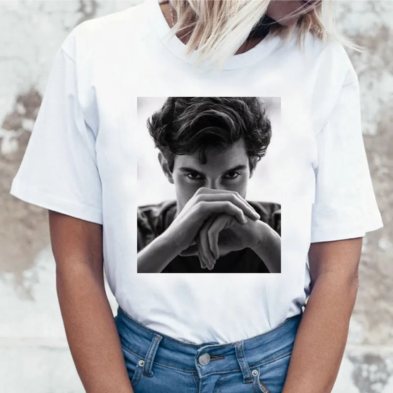 Shawn Mendes T Shirt Women Streetwear Shirts T-shirt Tee Shirt Female Short Sleeve Plus Size Graphic Summer 90s Top Tee Harajuku