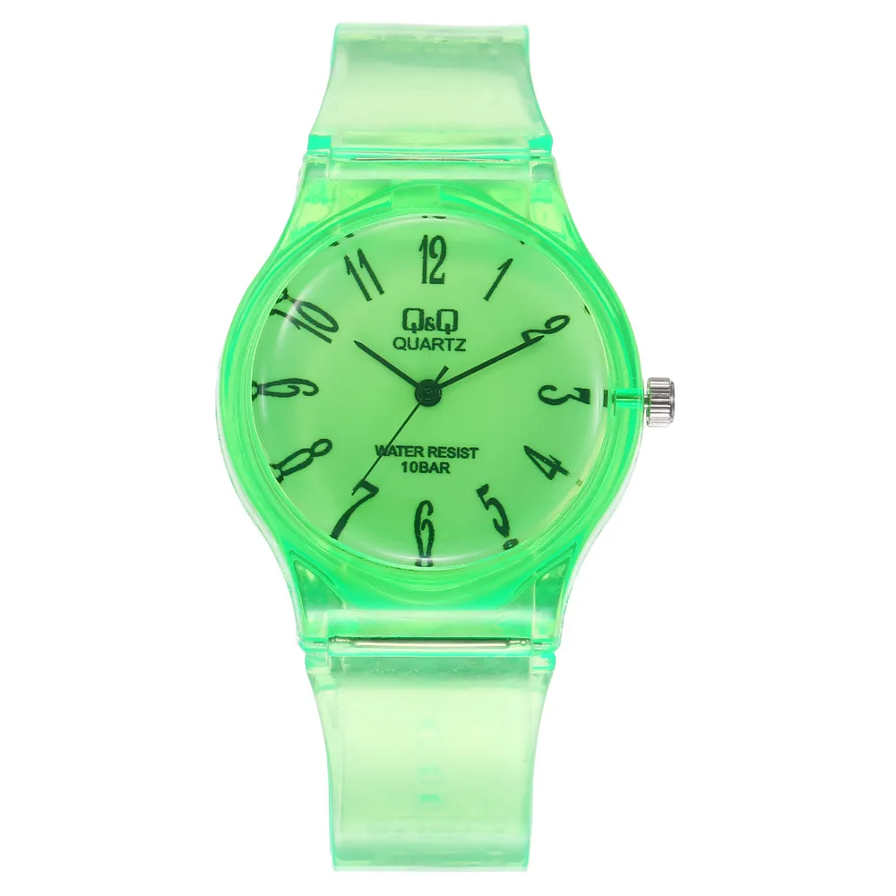 Прозрачные часы QQ студенческие Harajuku чистого цвета деликатная переноска relojes para