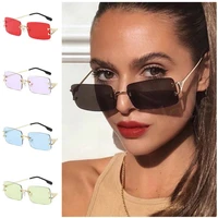 new personality sunglasses rimless sun glasses unisex adumbral anti uv spectacles rectangle eyeglasses ornamenta a