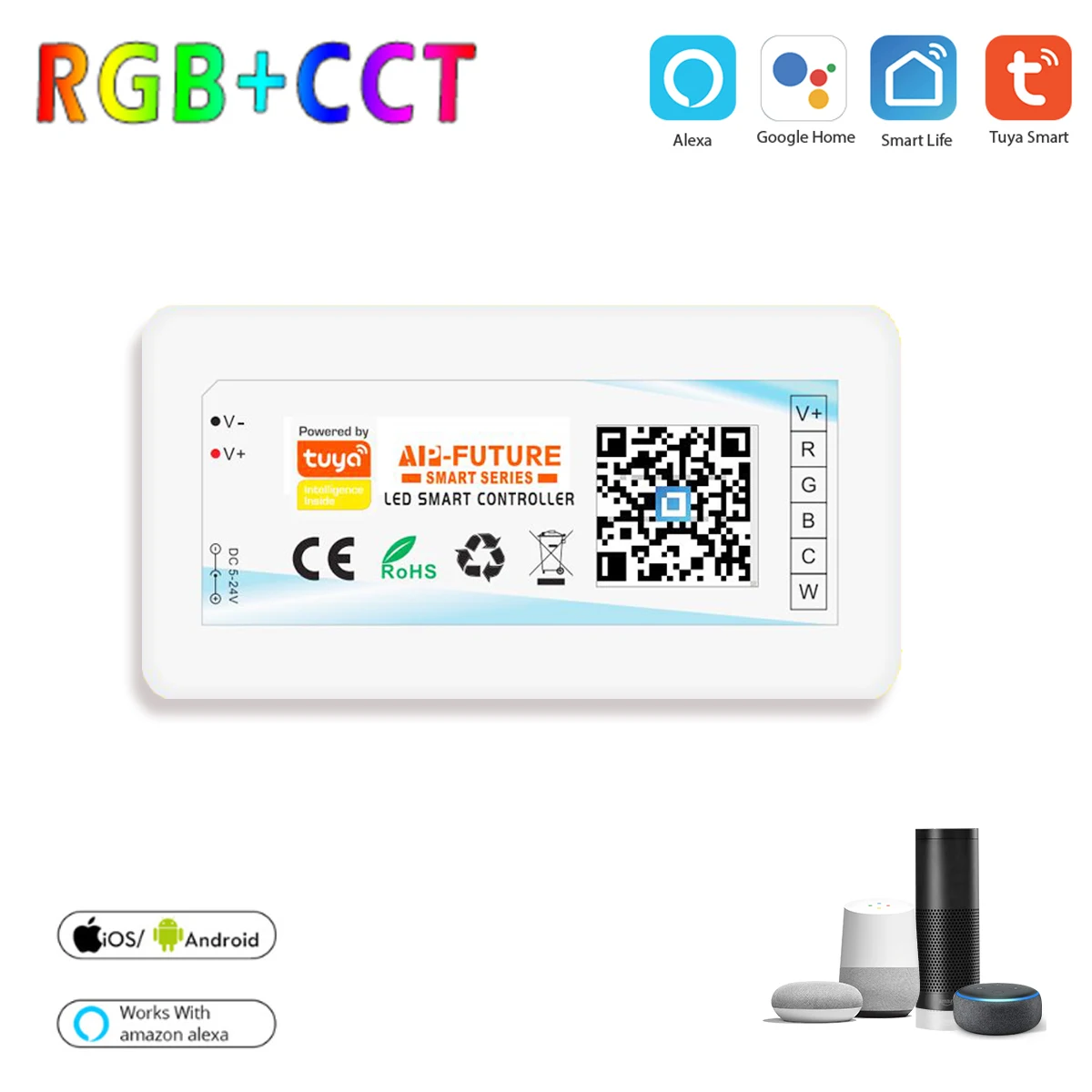 Wifi контроллер TUYA Smart life с приложением 12 В постоянного тока 5050 RGB + CCT регулируемая