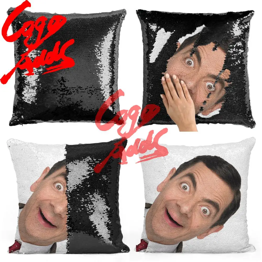 Подушка с блестками Мистер Боб рован Аткинсон | Наволочка Двухцветная подушка