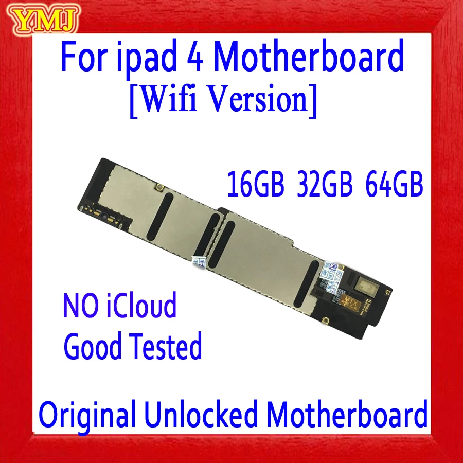 

16GB 32GB 64G for ipad 4 Wifi Version&Wifi+3G Version Motherboard with Free iCloud,100% Original unlocked for ipad 4 Logic board