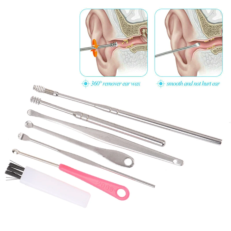 Набор инструментов для чистки ушей 7 шт./компл. из нержавеющей стали|Ушная
