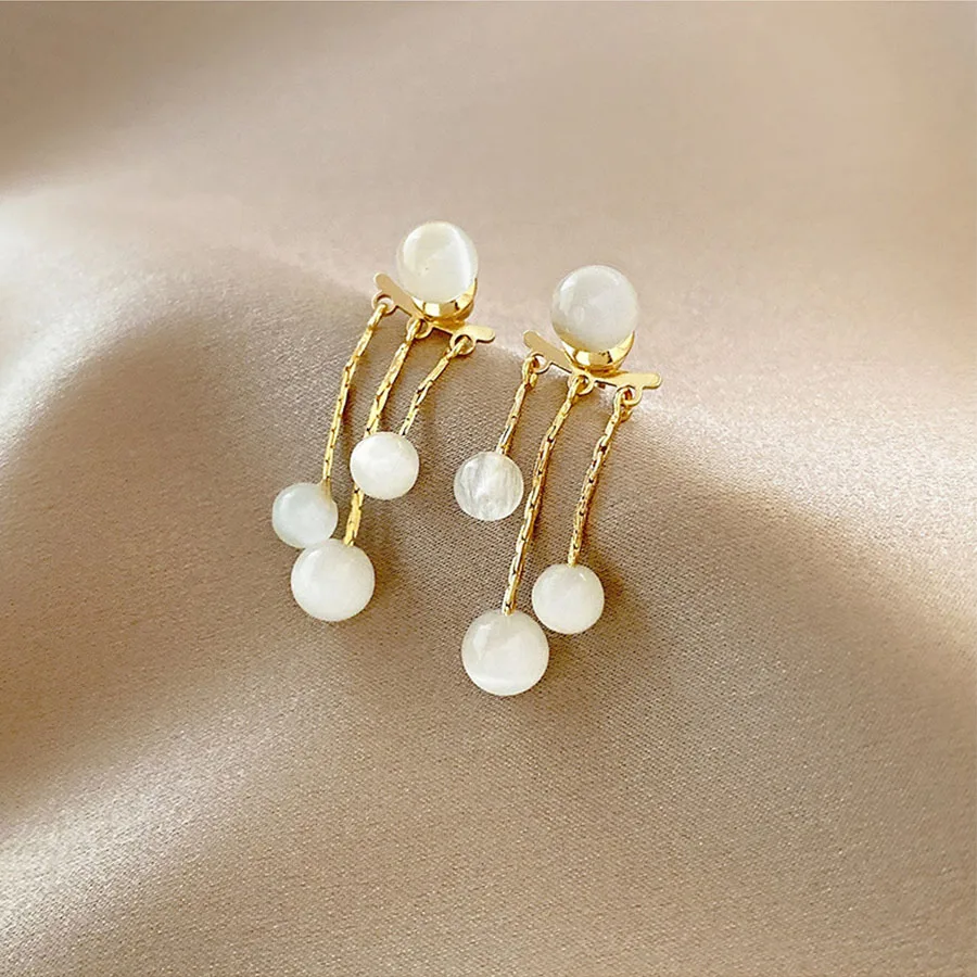 

2021 New Design Temperament Women Opal Dangle Earrings Niche Design Korean Fashion Hot Sale Drop Ear Decoration Accessories