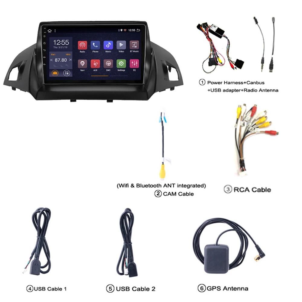 radio coche for Ford kuga autoradio android car multimedia DVD player 2013 2014 2015 2016 2017 8 core 2 32G no 2din and GPS Navi |