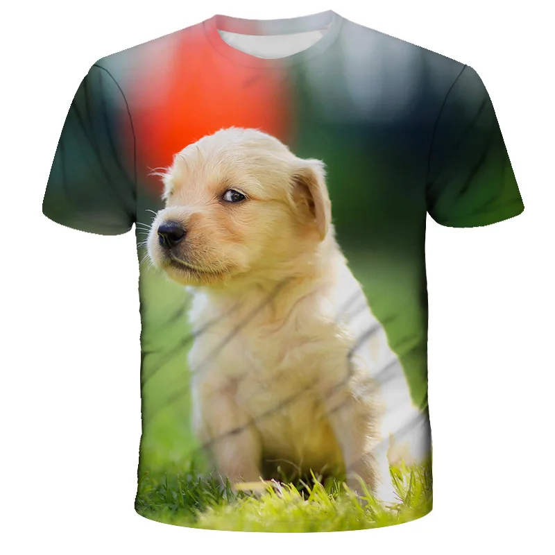 

2021 New Boy Girl Cat Puppies 3D Printed T-shirt Street Short-Sleeved Top Fashion New Baby Summer Comfortable Short-Sleeved