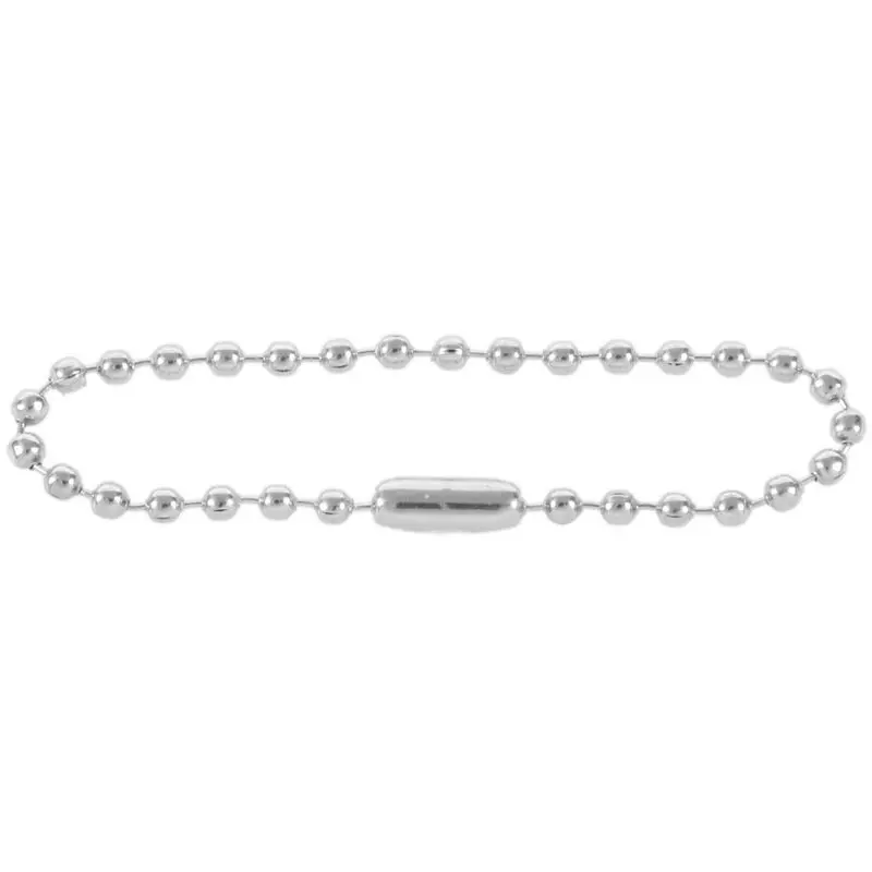 

100pcs 4.9" Silver Tone Metal Tag Logo Beaded Ball Chain Keychain