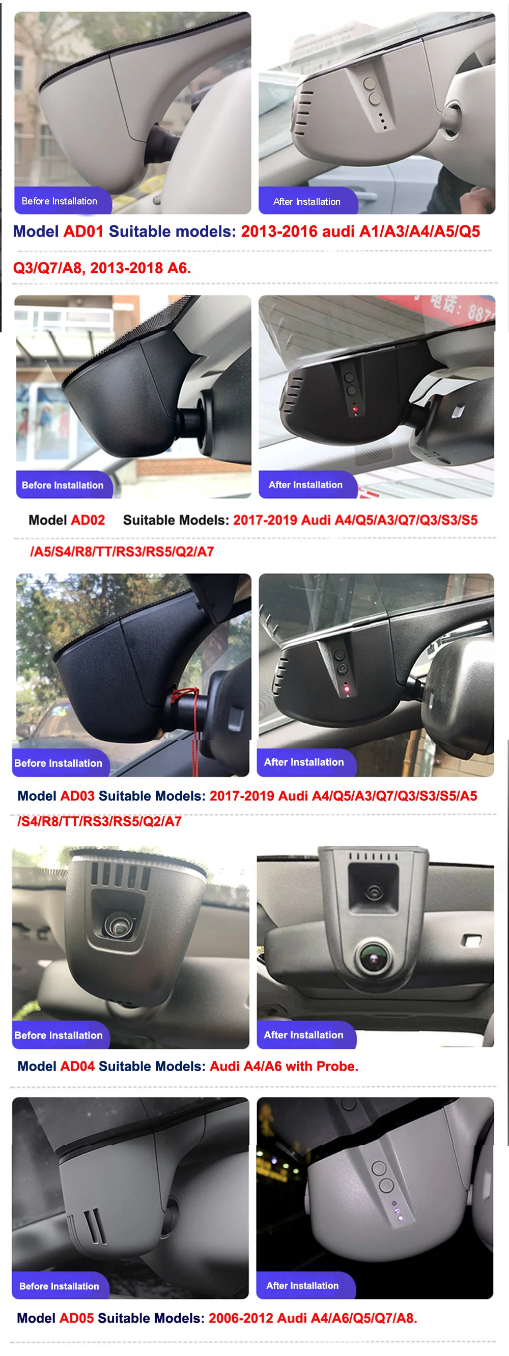 Jabriel Скрытая 1080P Wifi Автомобильный видеорегистратор Даш cam Автомобильная камера для audi a1 a3 a4 a5 a6 a7 a8 q3 a5 q7 tt rs3 rs4 rs5 rs6 rs7 s8 2002