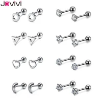 jovivi stainless steel stud ear ring clear cubic zircon ball barbell tragus cartilage helix ear studs nose lip ring piercing 16g