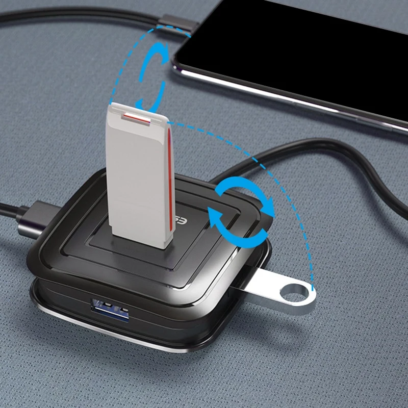 

ESSAGER USB3.0 HUB Splitter Multiple Notebook USB3.0 Hub 4 Port HUB Splitter Extender 0.25M Line Length for PC Laptop