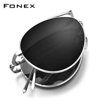 fonex pure titanium polarized sunglasses men folding classic aviation sun glasses for men aviador high quality male shades 838