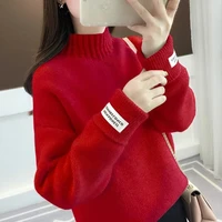 2021 winter thick warm mink cashmere turtleneck knit sweater women loose pullover jumper ladies 6 color korean female knitwear