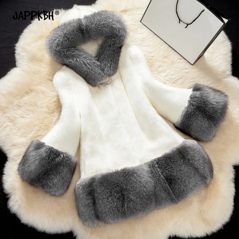 

Длинное пальто из искусственного меха норки, женские осенне-зимние куртки с капюшоном из искусственного лисьего меха, Женская Повседневная...