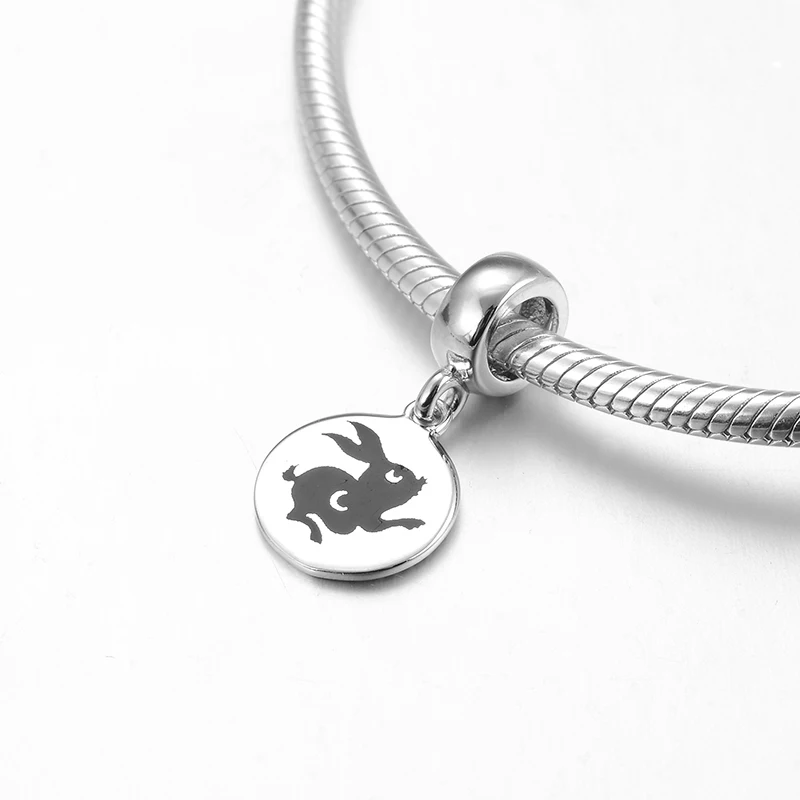 Серебро 925 пробы красивые 12 китайских зодиакальных кроликов изящные подвески