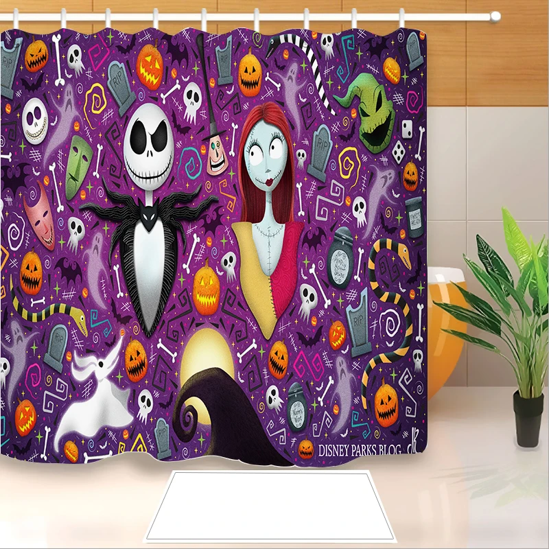 

New 3D Print Arrival Nightmare Before Christmas Shower Curtain Polyester Fabric Bathroom Curtain Waterproof Hook Bath Curtain