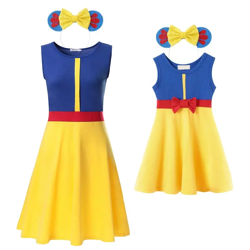 MUABABY белоснежный костюм принцессы для девочек Повседневный Сарафан мамы и дочки