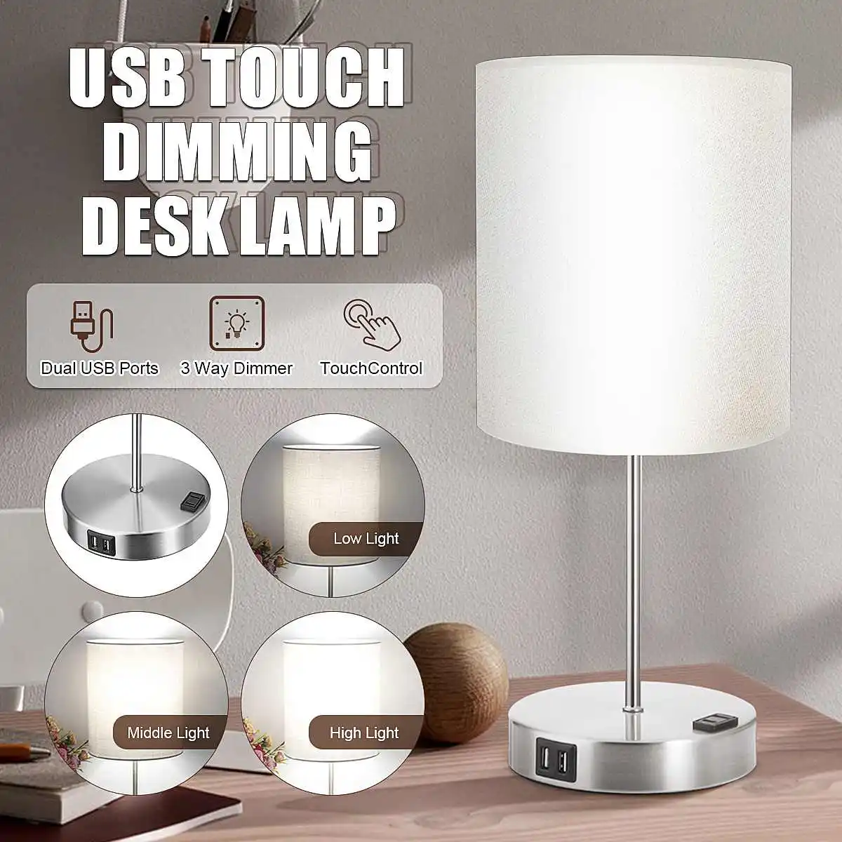 

Modern Table Lamp Bedroom Study Bedside Lamp Creative Birthday Gift Night Light Baby Sleeping Light Decoration Warm White Bulb