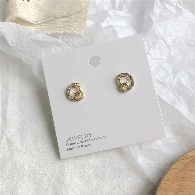 Винтажные полые полукруглые серьги с буквами D-образной формы в виде оленя Стразы