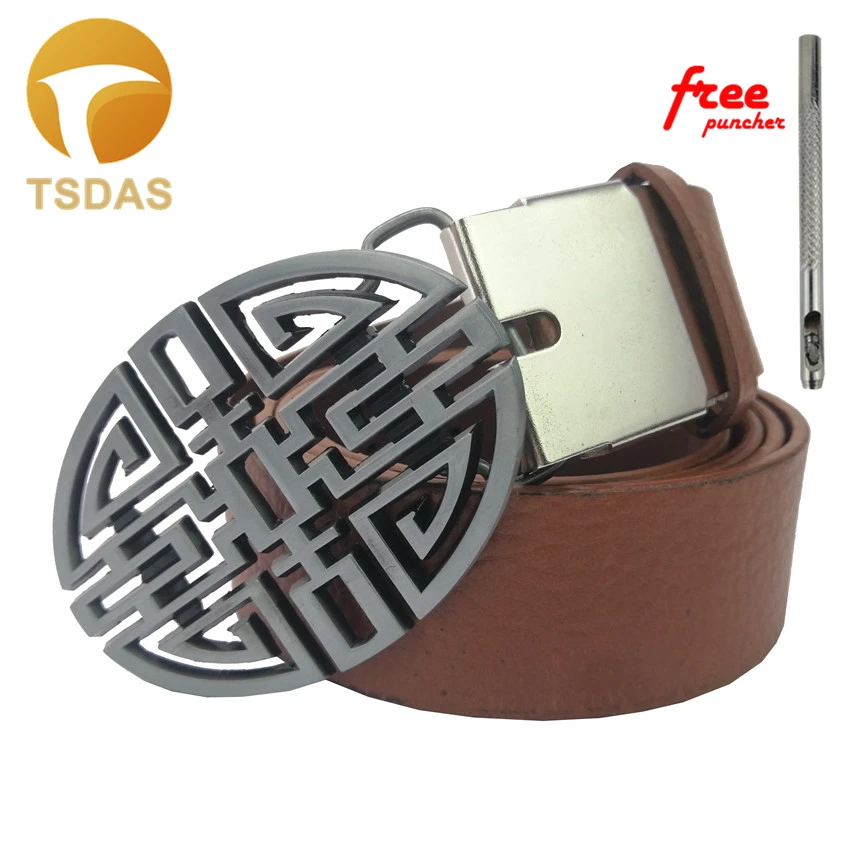 Мужская Роскошная металлическая пряжка для ремня с посеребрением ремнем в