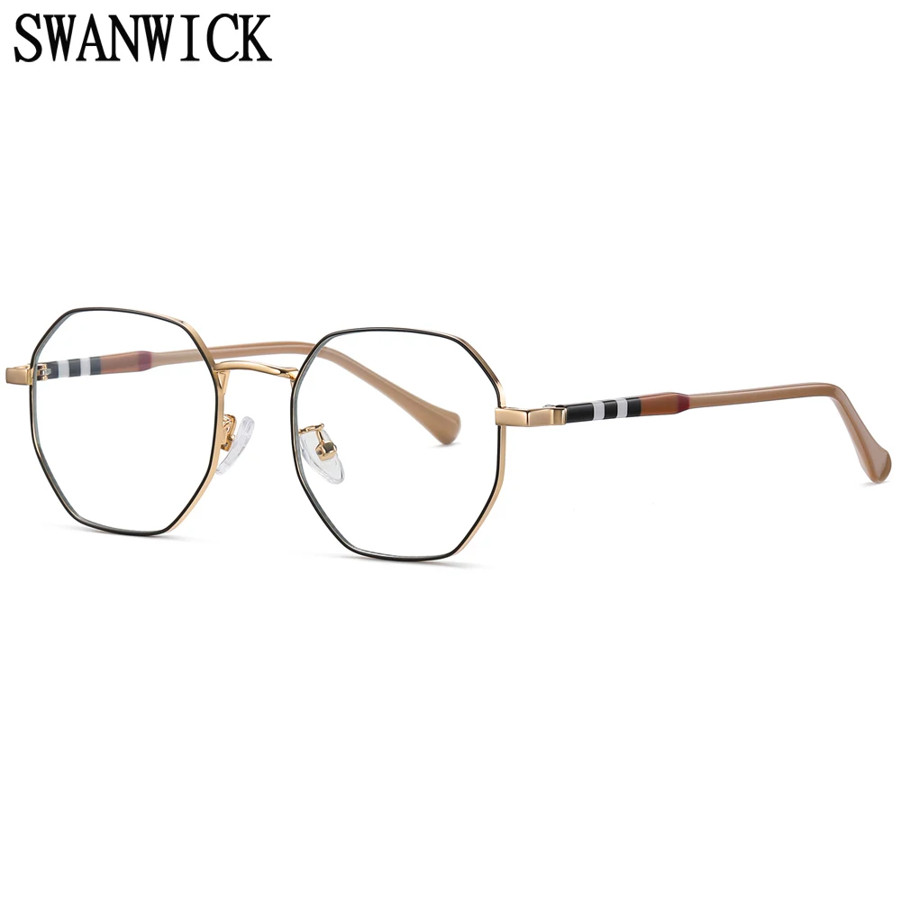 

Swanwick women octagon eyeglasses blue light blocking glasses men retro optical spectacle frames acetate rose gold eyeglasses