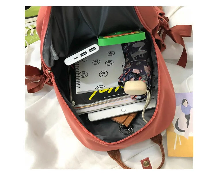 2019 оранжевый водонепроницаемый нейлоновый рюкзак женская школьная сумка для