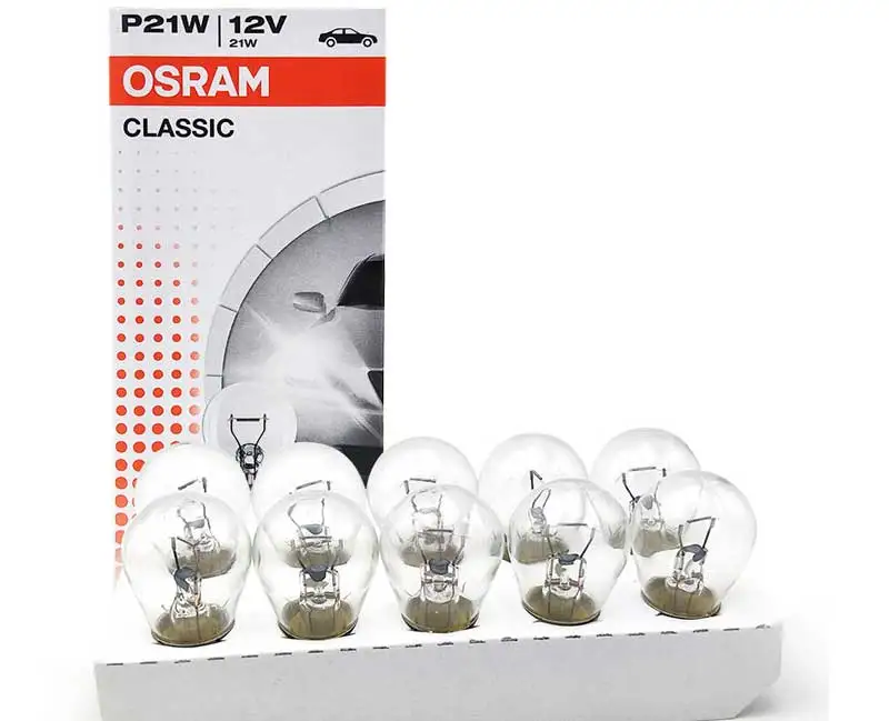 Лампа Ксеноновая OSRAM 12V первоначально 7506 P21W S25 21 Вт Стандартный металлические основания сигнала поворота светильник фонари заднего хода OEM авто лампы стоп сигнала,, 10 шт