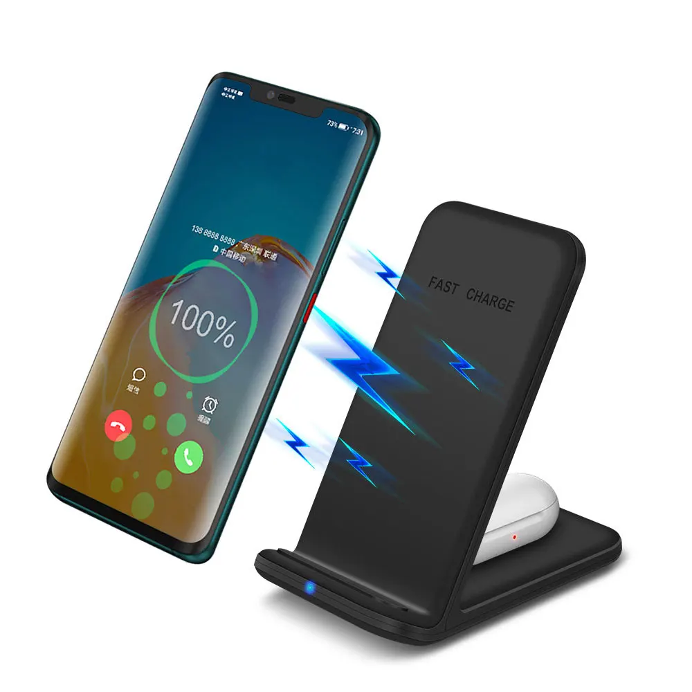 

Qi Wireless Charger Stand For iPhone 12 11 Pro X XS Max XR 8 Samsung S20 S10 Note 20 15W Fast Charging Dock Station For Airpods