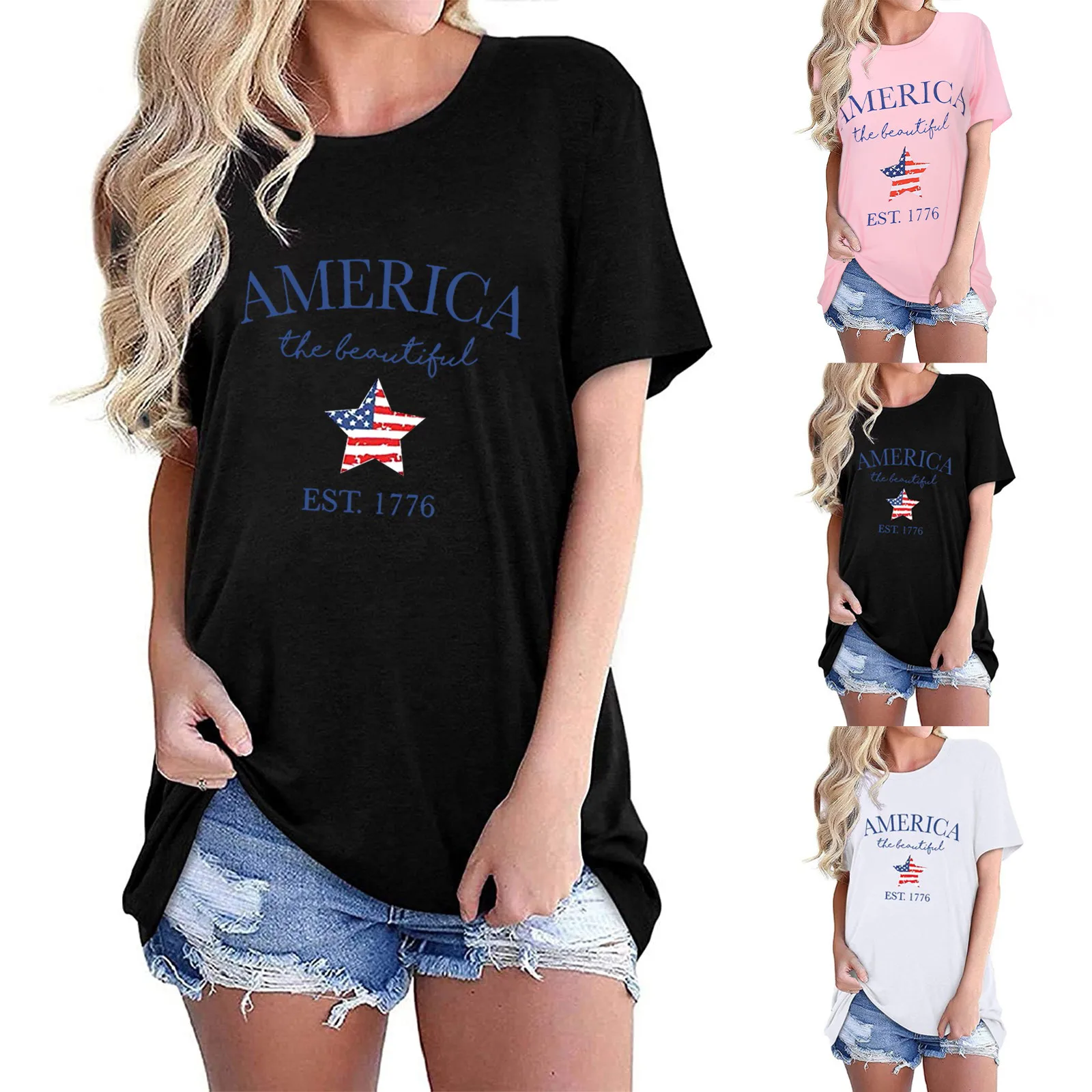 

Women Blouse Tops Independence DayStylish T-shirt